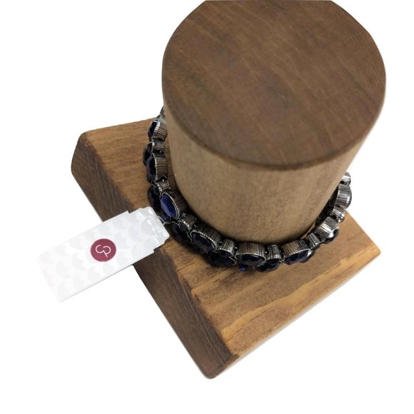 Dress Barn Blue Rhinestone Bangle Bracelet - Picture 4 of 4